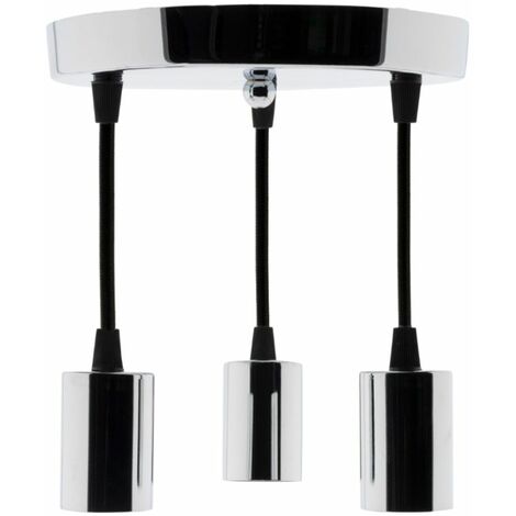 Kit de suspension triple déco métal chromé avec cordon textile - Elexity