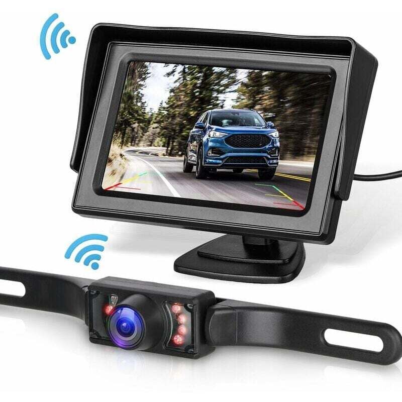 Houhence - Kit de système de caméra de recul filaire pour voiture/camion/van/van/RV, moniteur de 4,3 pouces, système de sauvegarde de vue arrière