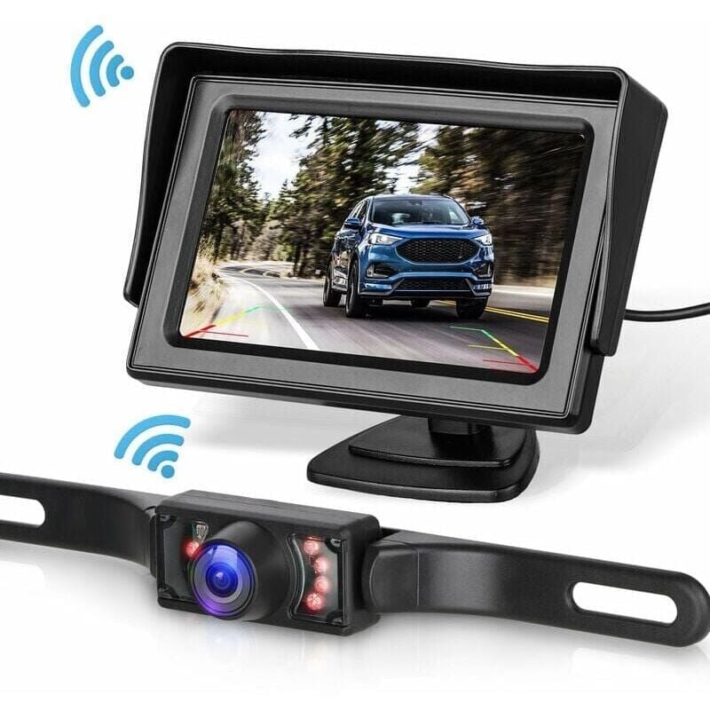 SNQ - Kit de système de caméra de recul pour voiture/camion/fourgonnette/camionnette/RV 4.3″ moniteur système de sauvegarde de vue arrière