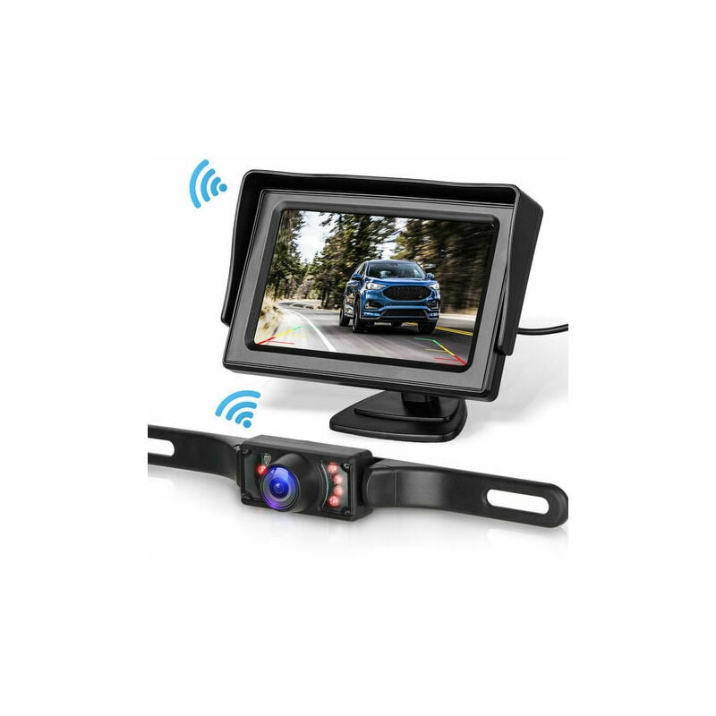 Caméra de Recul sans Fil, 7 Pouces Kit Caméra de Recul Voiture sans Fil HD  1080P Vision Nocturne Étanche IP67 18 IR 4 * Camera de Recul sans Fil pour  Camping Car