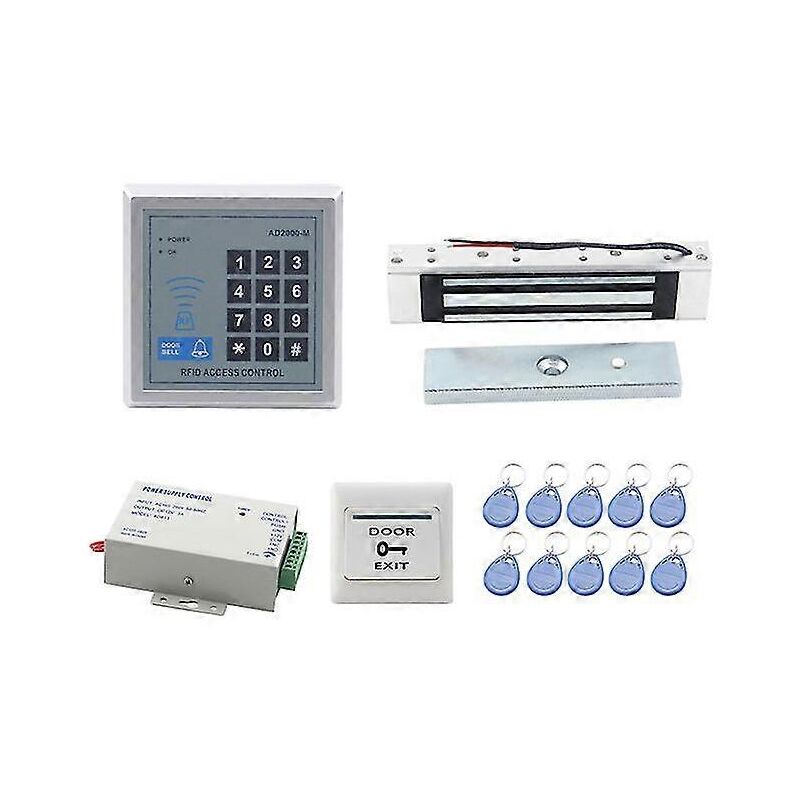 Kit de système de contrôle d'accès rfid, ouvre-porte en verre, serrure magnétique électronique, carte d'identité, alimentation