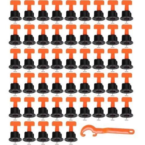 Kit de système de nivellement de carrelage réutilisable 100 pcs. Niveleur de tuile en T et 1 pièce. Clé d'espacement 2-8 mm / Épaisseur 5-18 mm Construction de paroi en céramique