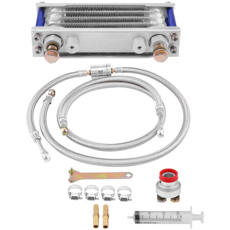 Kit de système de radiateur de refroidissement de moteur de refroidisseur d'huile de moto de 65 ml pour Honda GY6 (argent)