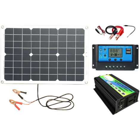 Kit de système d'énergie solaire 300W, onduleur 12V à 220V, double indicateur LED USB, contrôleur 30A 24V, ensemble de panneaux 18W 18V.
