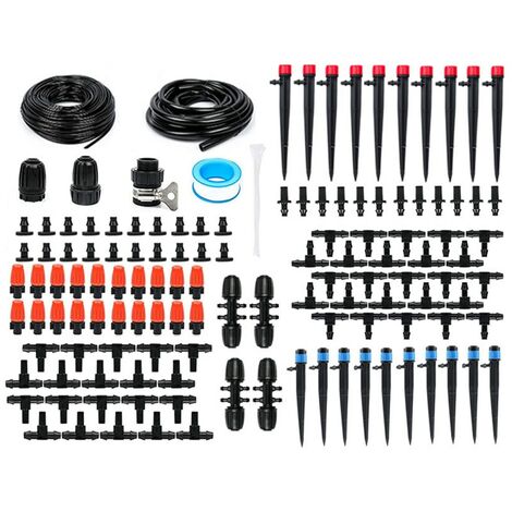 Kit de système d'irrigation automatique de jardin, pour pelouse/jardin/terrasse, plastique, 60 m, puissance d'eau réglable, facile à installer, multicolore