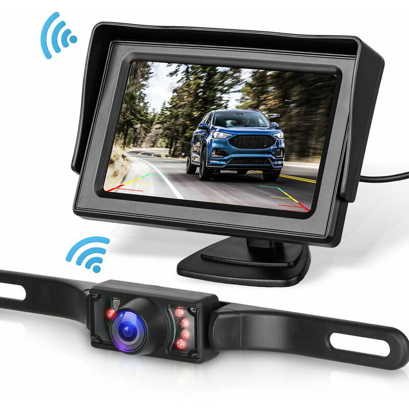 Soniatkia - Kit de Système de Caméra de Recul sans Fil 4.3' - Moniteur de Vue Arrière Voiture/Camion/Fourgonnette/Pickup/Campingcar