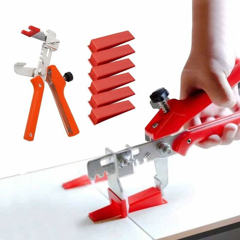 Kit de Système de Nivellement Leveller de Carrelage pour Outils de Construction de Murs en Céramique (200 Cales + 1 Pince)