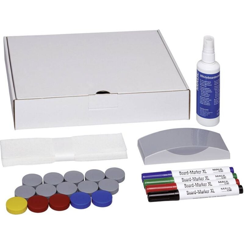 Kit d'accessoires pour tableau blanc carton avec 4 marqueurs pour tableau, effaceur, nettoyant et 15 aimants (env. - Maul