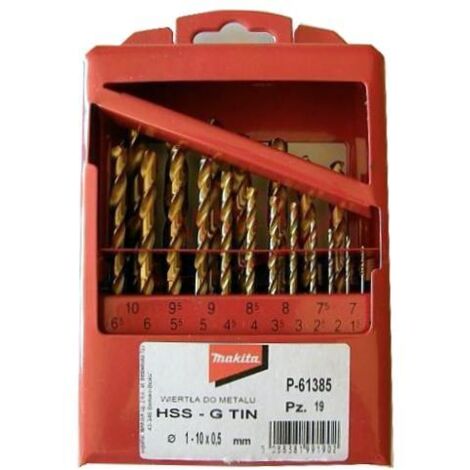 Kit de Taladros para Metal Makita P-61385 HSS-G 19 Piezas, Principal Uso Metal, Principales Características: Alta Durabilidad, Precisión, Diámetro de 1-10mm