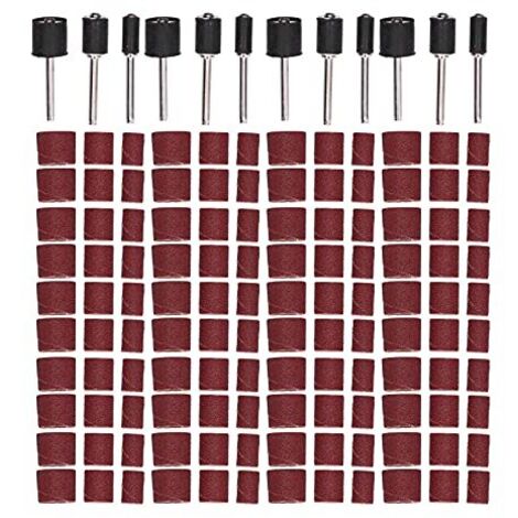 Kit de Tambour Ponçage pour Perceuse à Colonne, 132 Pièces Tambours Ponceuse avec 120 Bandes Ponçage, 12 Tambour, Roues Polissage -