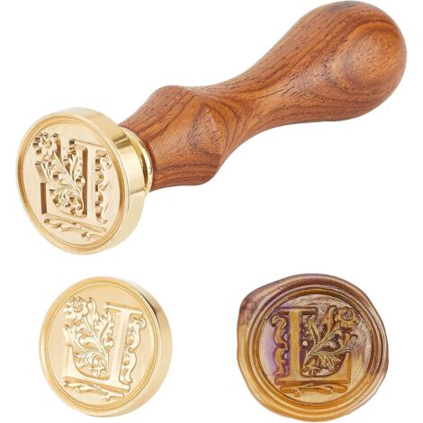 Kit de tampons à lettres alphabet à faire soi-même avec manche en bois, lettre L, 25 x 14 mm
