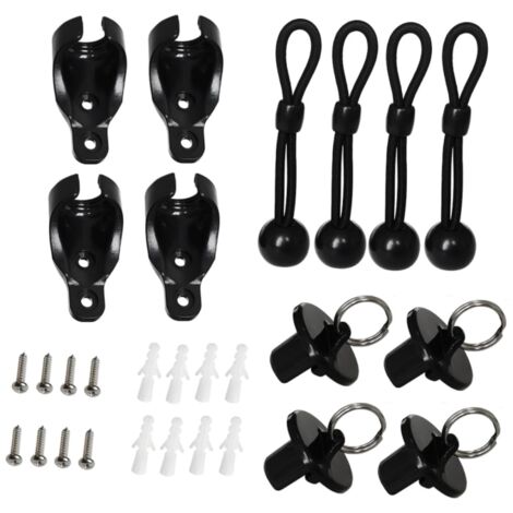 Kit de tapas elásticas de repuesto para persianas exteriores inalámbricas (2 juegos) (negro)