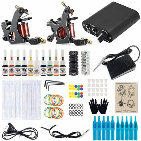 Kit de tatouage complet pour débutants Kit d'alimentation de tatouage pour Machine à tatouer ensemble d'encre de tatouage fournitures de tatouage