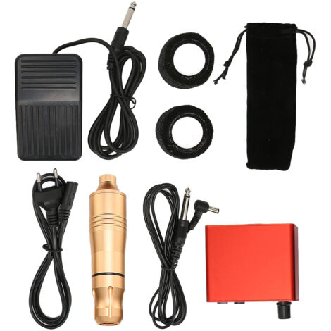 Kit de Tatouage Professionnel avec Machine Rotative, Alimentation et Pédale - Prise EU 100-230V - Outils de Tatoueur