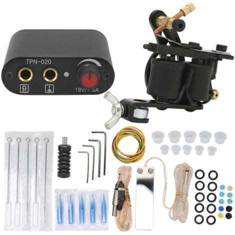 Kit de Tatouage Professionnel pour Débutants avec Alimentation Universelle 90‑265V et Prise UE