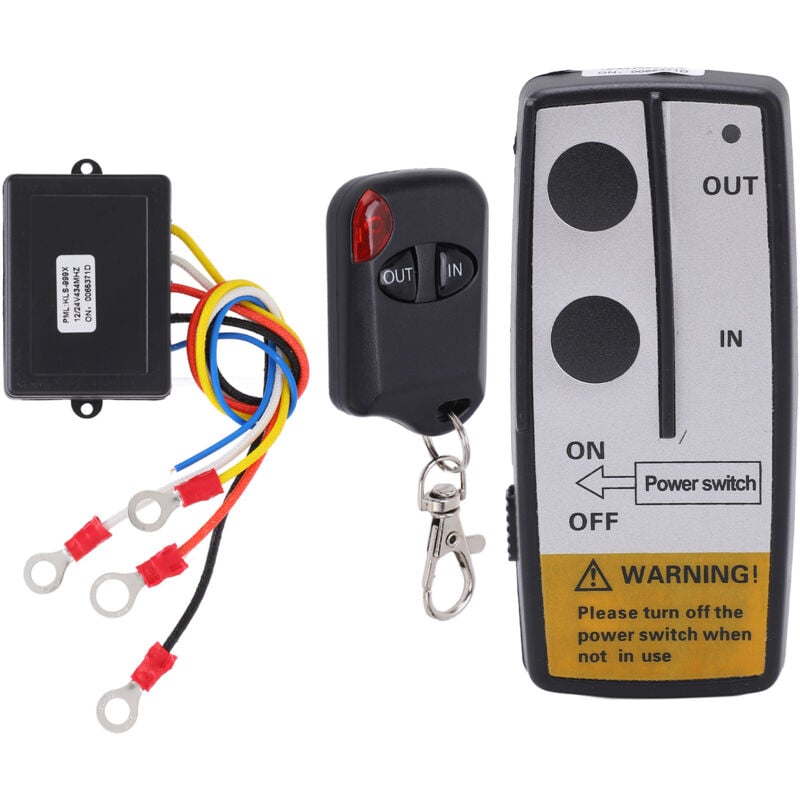 Sjlerst - Kit de télécommande de treuil sans fil avec récepteur 12V 24V, accessoire universel longue portée de 75 pieds