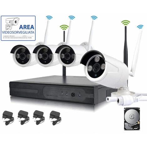 HOUSECURITY KIT DE TÉLÉSURVEILLANCE SANS FIL FULL HD IP 4 CAMÉRAS 2 MPX 2 TB WIFI