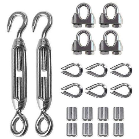 Kit de tension de câble métallique robuste de 20 pièces, clip de câble pour câble métallique de 1/8 pouce.