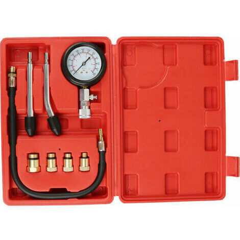 Kit de test de compression moteur - Ensemble professionnel - Testeur de pression 0-21 bar/300 psi avec 4 adaptateurs M10/M12/M14/M18