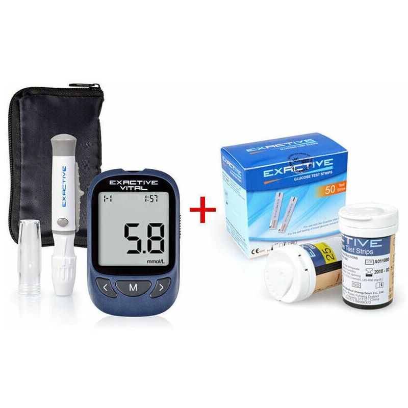 Kit de test de glycémie, lecteur de glycémie pour diabète avec 50 bandelettes de test