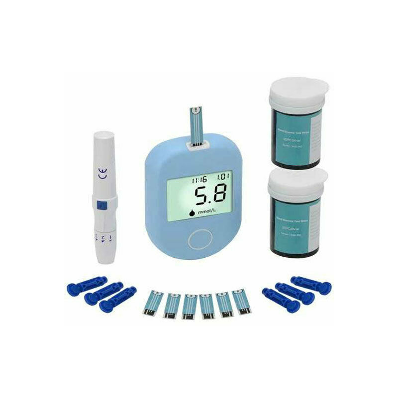 Riceel - Kit de Test de glycémie, Moniteur de glycémie du diabète Testeur de testeur de glucomètre avec 50 Bandes de Test(A)