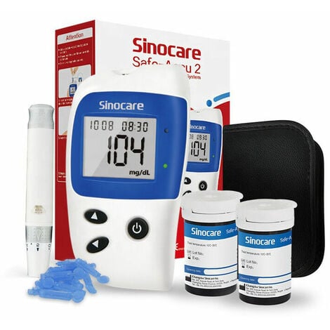Kit de test de diabète, kit de moniteur de glycémie portable avec 50 bandes  de glucomètre, 50 lancettes, 1 dispositif de lancement, Smart 450 résultats  de test pour un usage domestique 