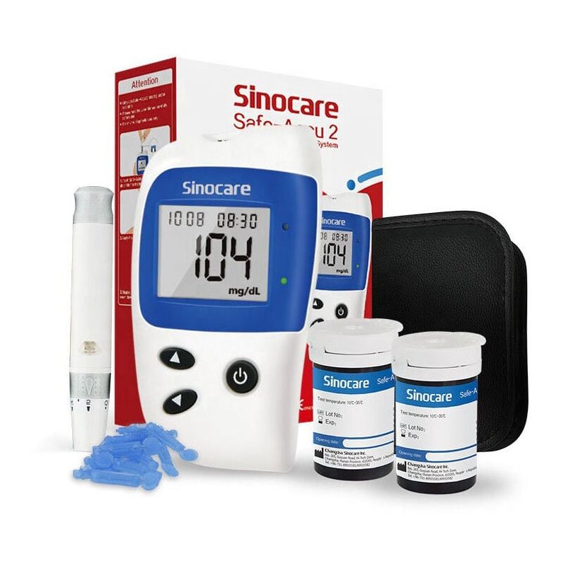 Kit de Test de glycémie, Système de Surveillance de la glycémie glucomètre Lecteur de glycémie glycémie Test Kit avec 50pc Sang Les bandelettes de