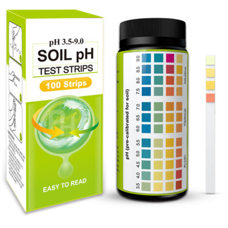 Kit de test de papier pH du sol - 100 PCS (Gamme 3,5-9) Papiers de test - Pour jardin, maison, pelouse, ferme, potager, sol, compost, plantes d'extérieur et d'intérieur One Piece
