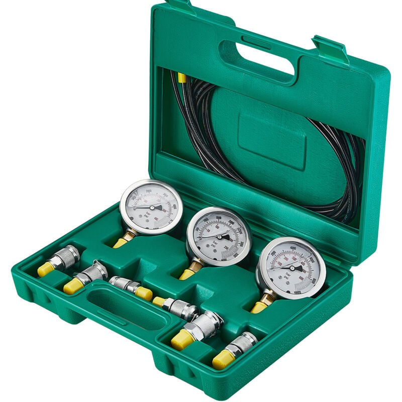 Kit de test de pression hydraulique Mophorn 250/400/600 bar, 3 manomètres, 6 raccords de test, 3 tuyaux de test, ensemble de manomètres hydrauliques
