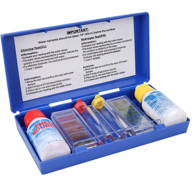 Sjlerst - EJ.Life Kit d'analyse de la qualité de l'eau de Chlore pH Kit de testeur d'eau de Piscine