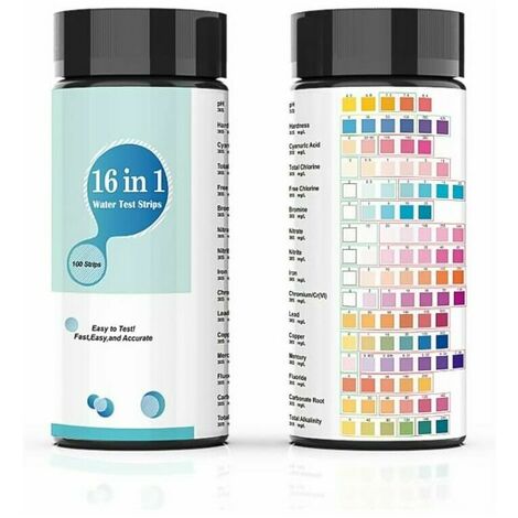 Kit de test d'eau potable, kit de test 16 en 1 Premium pour aquariums, piscines, spas, puits d'eau