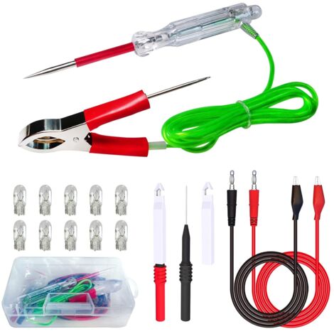 Kit de testeur de circuit automobile Kit de fils de test Lampe de test Testeur de tension 3-24 V Pinces crocodiles à double sonde Test de tension bidirectionnel pour l'entretien des circuits basse ten