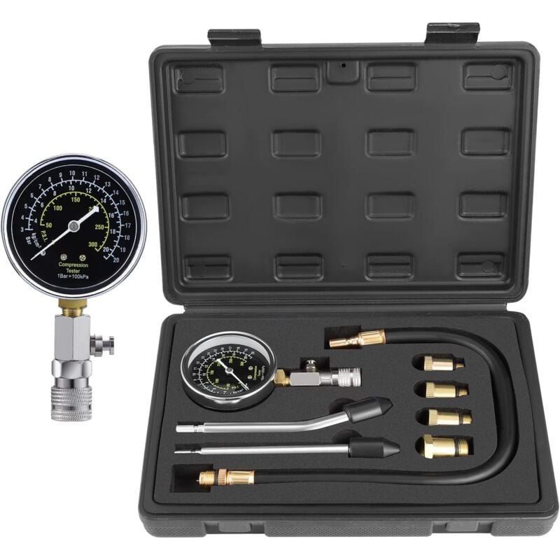 Kit de testeur de compression, kit de test de pression de jauge de compression de cylindre de moteur à essence pour voiture moto automobile