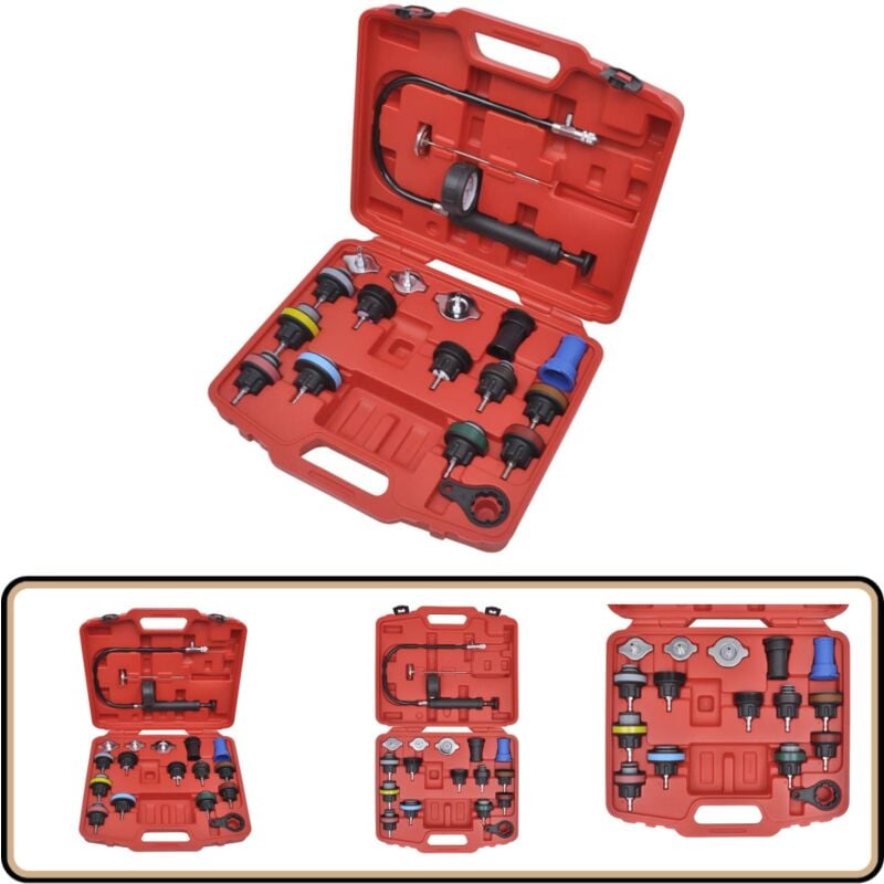 Vidaxl - Kit de testeur de pression du radiateur 18 pcs - Kit De Test De Pression De Radiateur - Outil Auto - Diagnostic Fuite - Réparation Moteur
