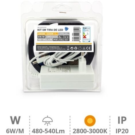 Kit de tira de LED de 5 metros 6W/metro 2800-3000K IP20 Homepluss