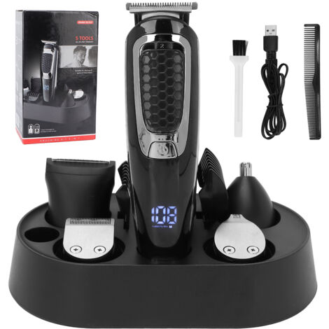 Kit de Toilettage 5 en 1 pour Hommes - Tondeuse Électrique Professionnelle avec Brosse de Nettoyage