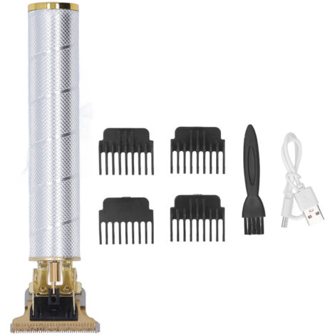 Kit de Tondeuse Cheveux Professionnel Rechargeable USB pour Hommes - Coiffure à Domicile & Salon, Finition Argent