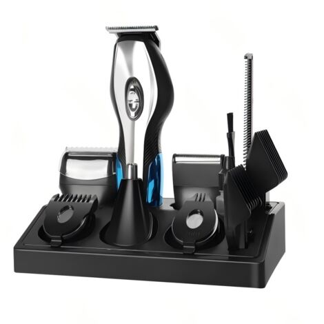 Kit de tondeuse multifonction Aigostar 6-en-1 pour hommes, rasoir électrique et tondeuse, lavable avec base