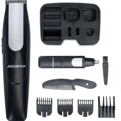 Kit de tondeuse multifonction Aigostar pour hommes, tondeuse à cheveux et coupe-nez, portable