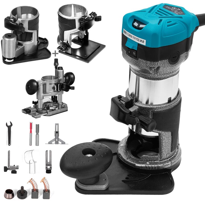 Kit de toupie compacte Mophorn 1,25 CV, couple maximal 30 000 tr/min, vitesse variable, poignées, pour le travail du bois et la fabrication de meubles