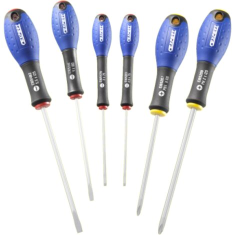 Kit de tournevis cruciforme 6 pièces – Longueur 2,5 à 5,5 mm – Empreinte ACUMENT CID 602 – Pour vis à fente et Phillips – Britool - E160902