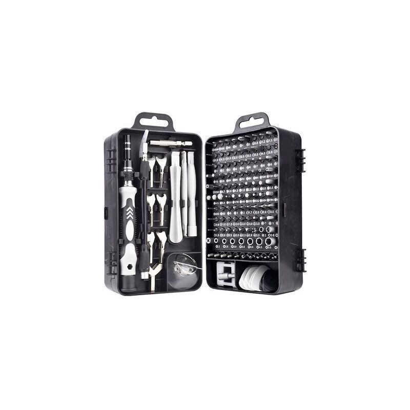 Sunxury - Kit de tournevis de précision 135 en 1 S2, outil de précision pour réparer Smartphone, ordinateur, lunettes, tablette, montre, noir + gris