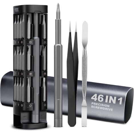 Kit de tournevis de précision 46 en 1, mini-kit d'outils de réparation magnétiques professionnels pour lunettes, montres, téléphones, ordinateurs portables, Mac, bijoux, sonnettes Ring (à faire soi-mê
