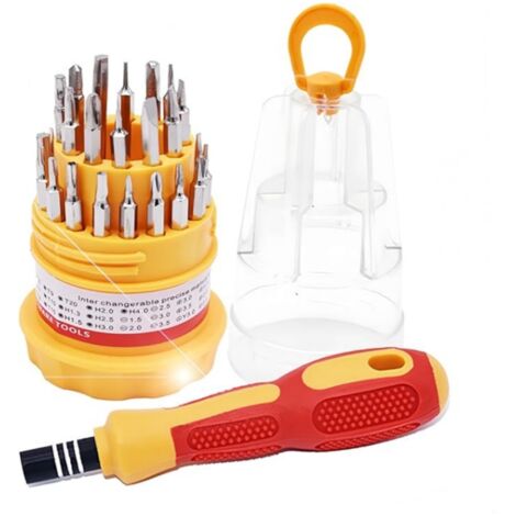 Kit de tournevis magnétique 31 en 1 avec poignée antidérapante, petit tournevis pour réparation d'iPhone, iPad, ordinateur, montre, lunettes, appareil photo, électronique