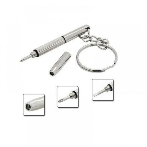 Kit de tournevis pour lunettes porte-clés Portable en acier inoxydable 3 en 1 lunettes de soleil réparation de montre utile multi-fonction écrou tournevis outils à main 1pc