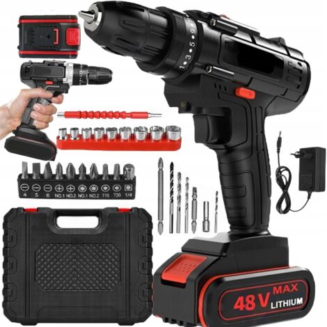 Kit de tournevis sans fil 48 V, perceuse-visseuse sans fil, perceuse sans fil avec 2 batteries