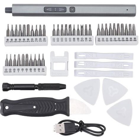 Kit de tournevis sans fil 50 en 1, tournevis électrique CW CCW léger et magnétique à piles rechargeables avec lumière LED intégrée