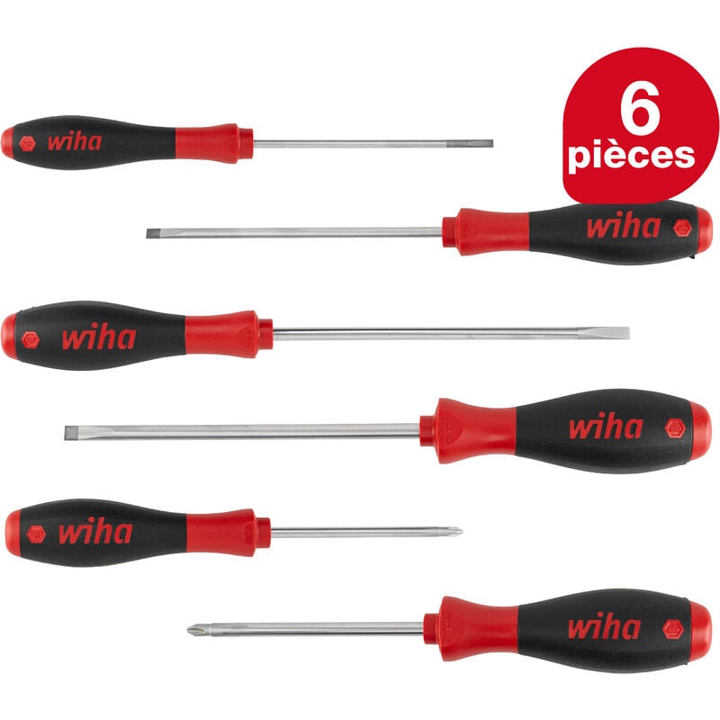 Wiha - Jeu de tournevis SoftFinish® Fente, Phillips 6 pcs (07152)
