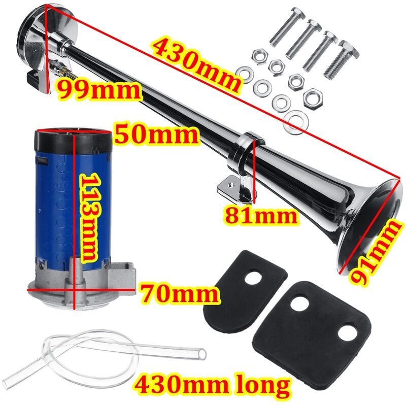 Insma - Kit de Train de trompette simple Super fort pour compresseur de tonalité métallique de klaxon d'air 12V 600DB pour bateau de train de camion