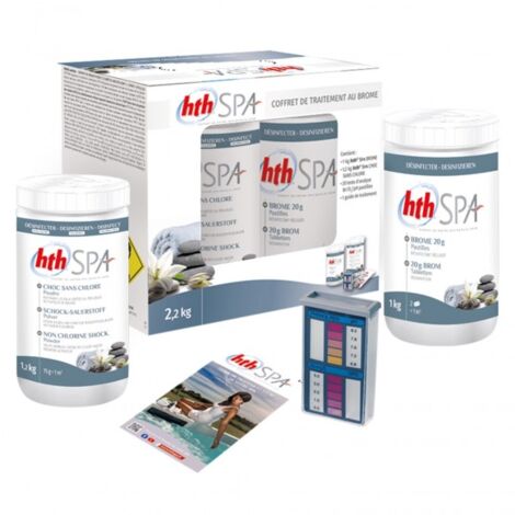 Kit de traitement au brome HTH pour spa gonflable 2,2kg - Blanc